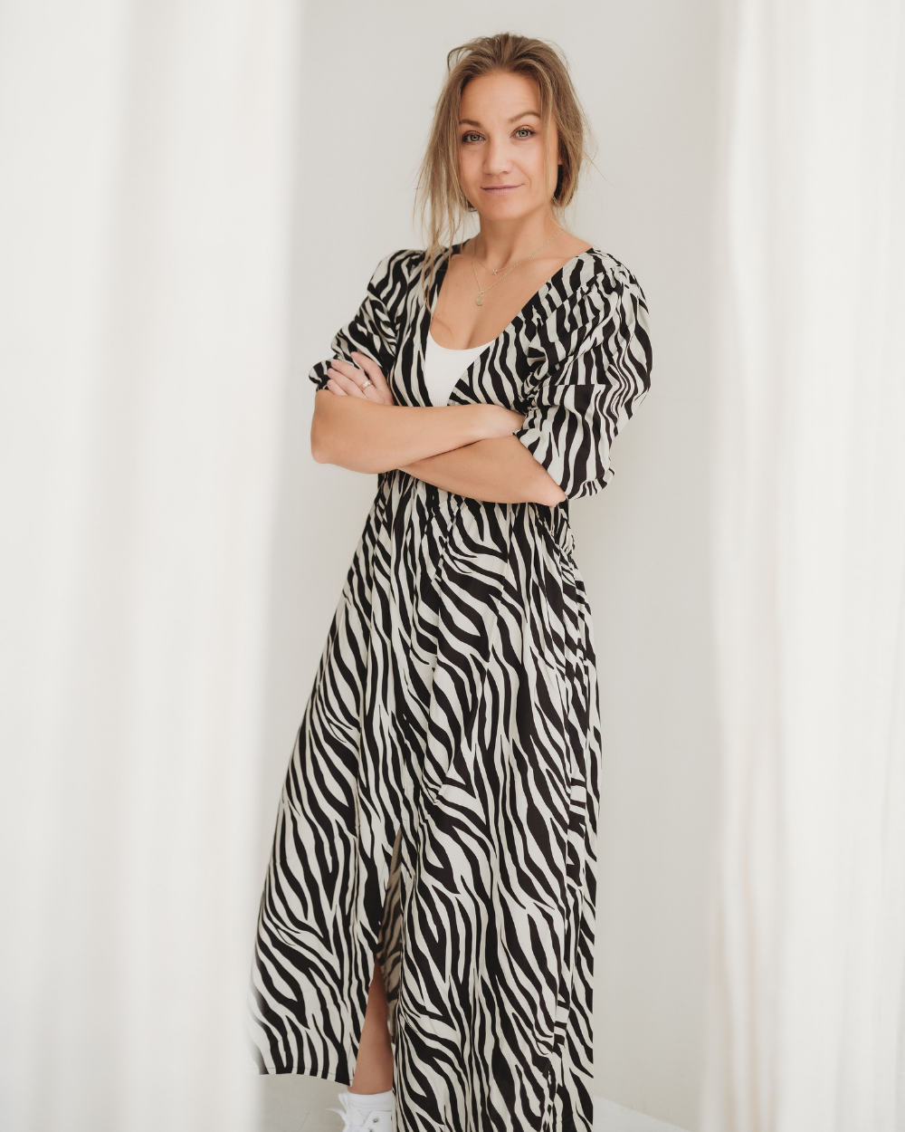 Jasmine Long Zebra Viscose Dress