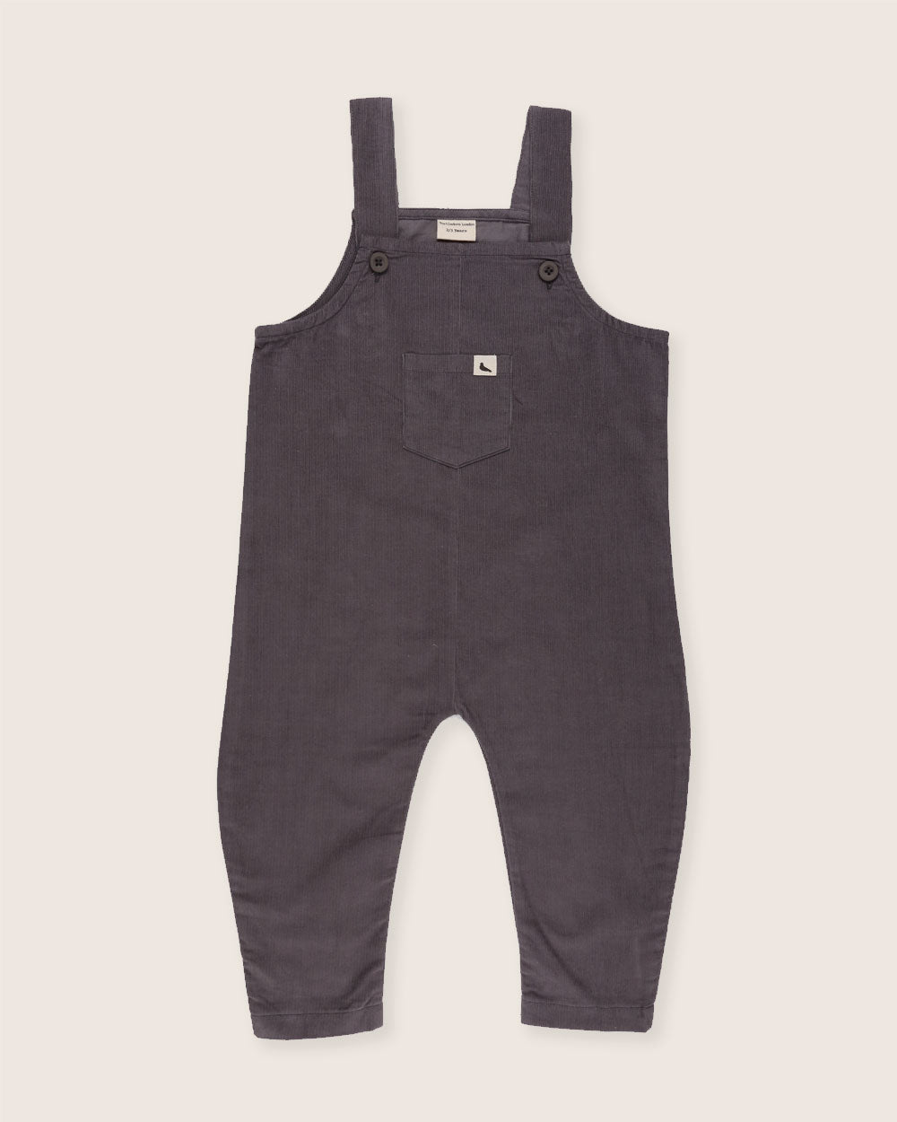 Midnight Charcoal Plain Cord Dungarees