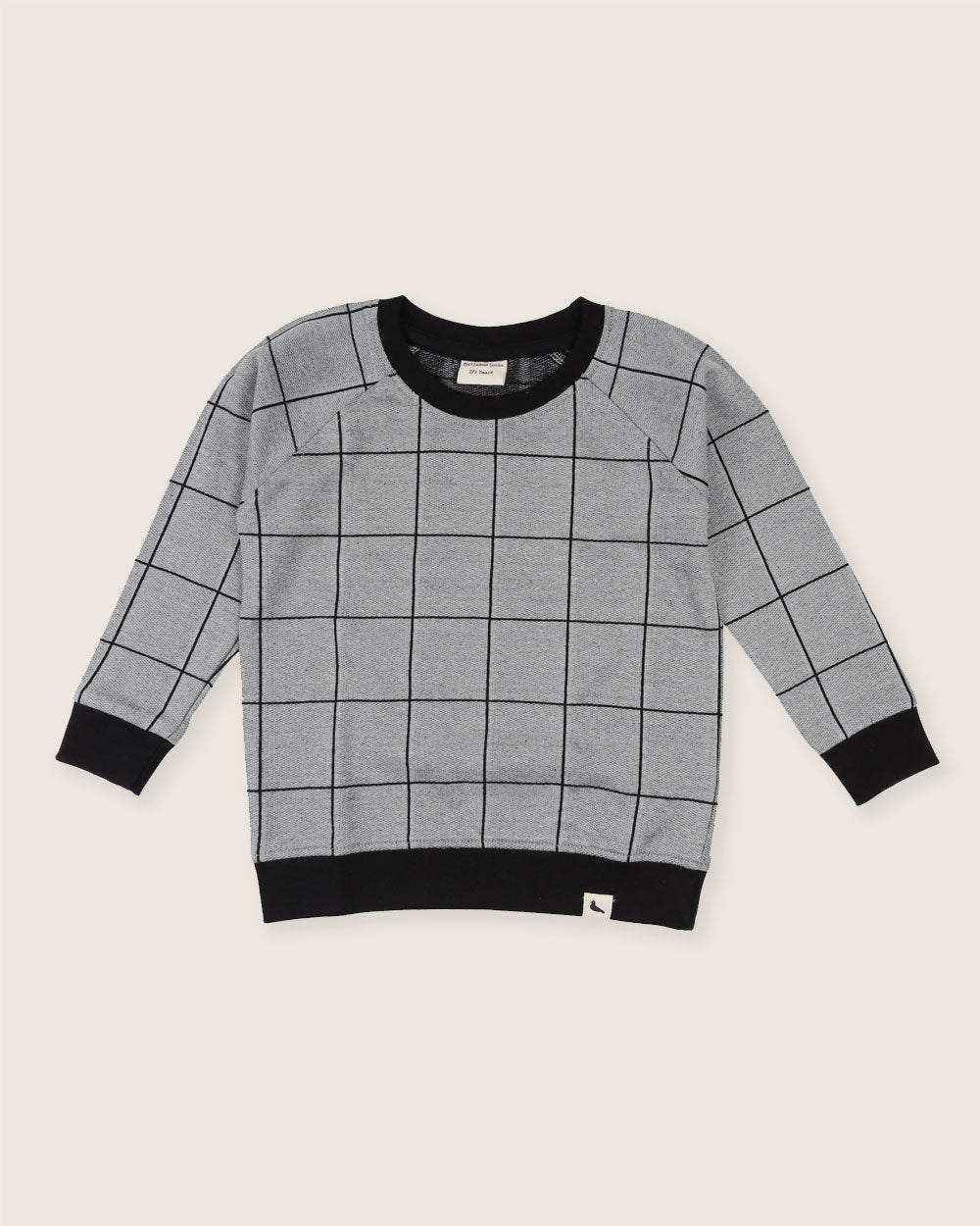 Sustainable kids window pane pattern sweatshirt