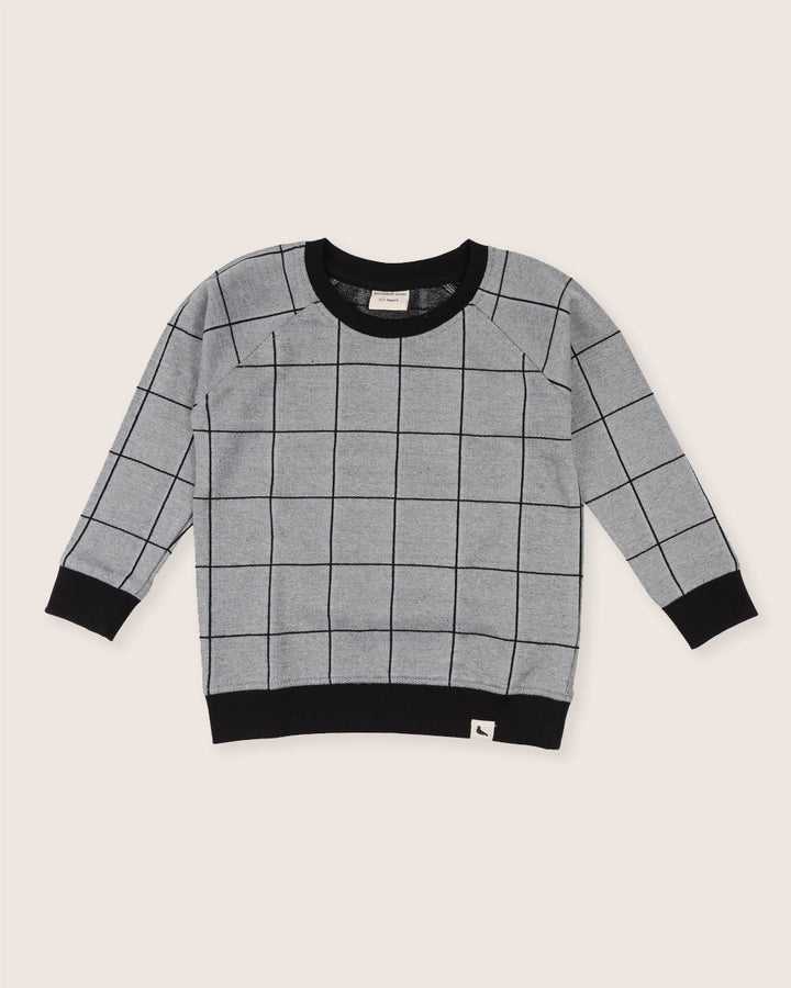 Sustainable kids window pane pattern sweatshirt