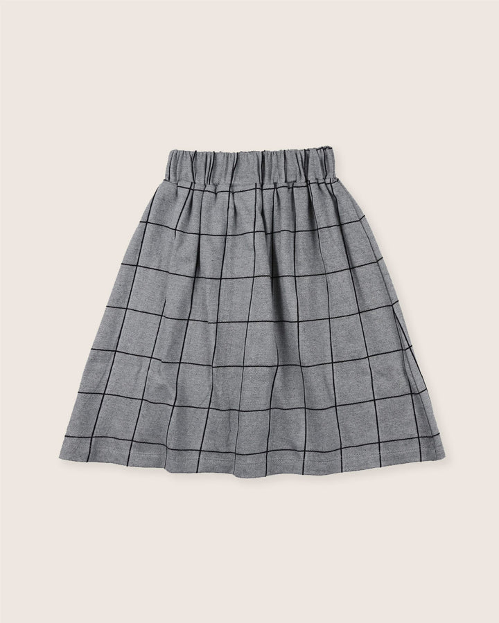 Grey eco-friendly kids window pane skirt