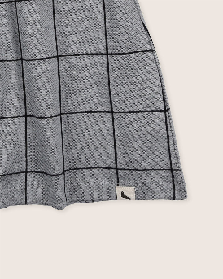 Eco-friendly organic cotton kids grey square outline skirt