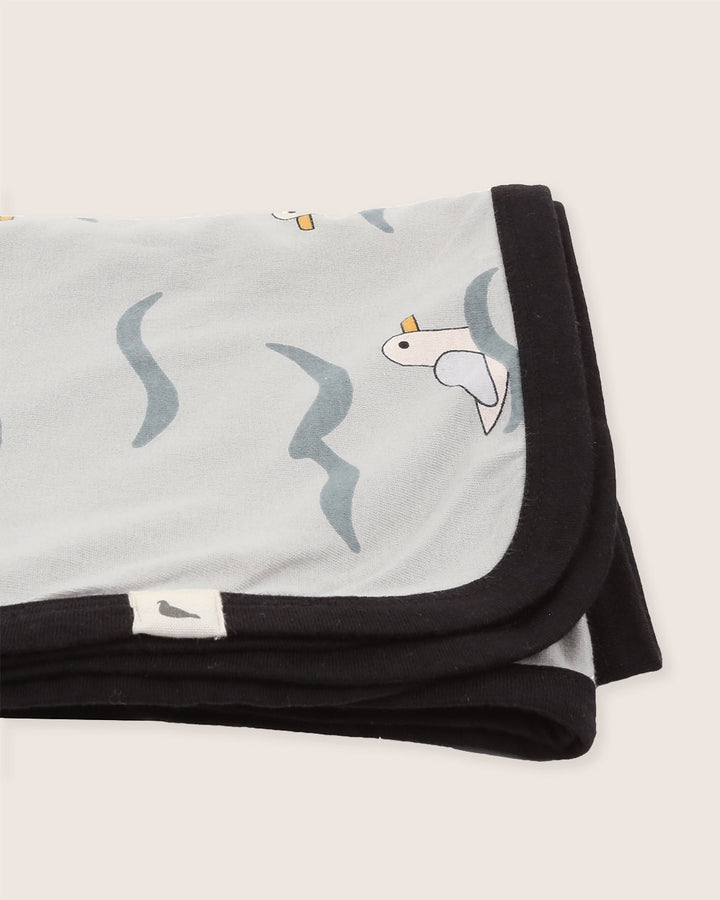 Seagull Print Grey Blanket