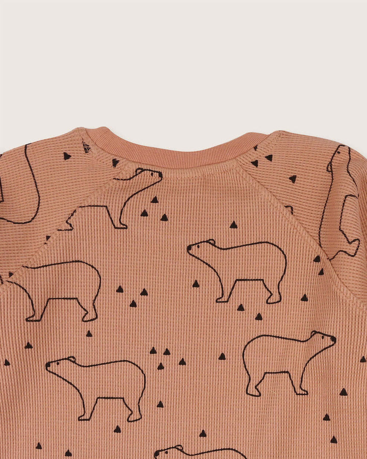 Bear print waffle sweatshirt
