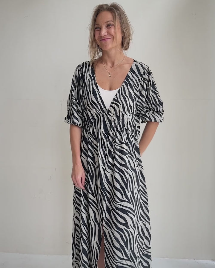 Jasmine Long Zebra Viscose Dress