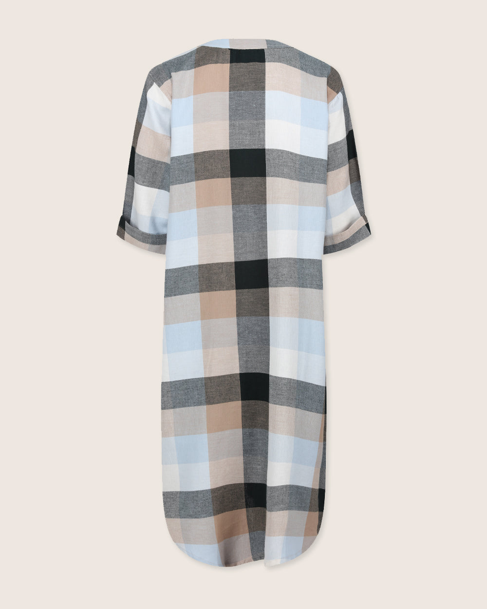 Multicoloured organic cotton woven check ladies dress