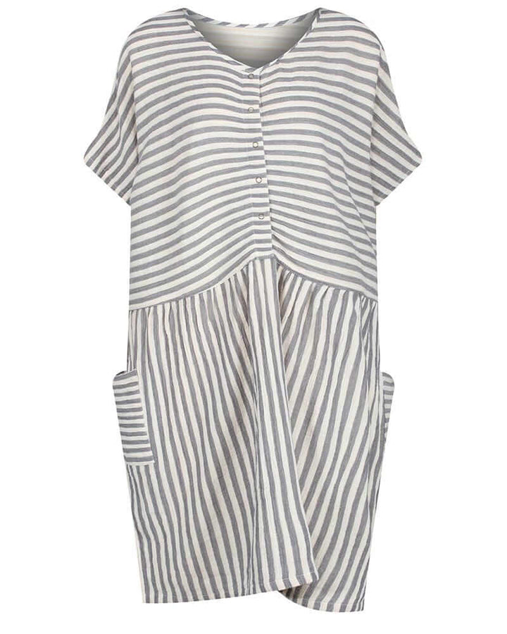 Reversible Tunic Dress - Crinkle Stripe - Turtledovelondon