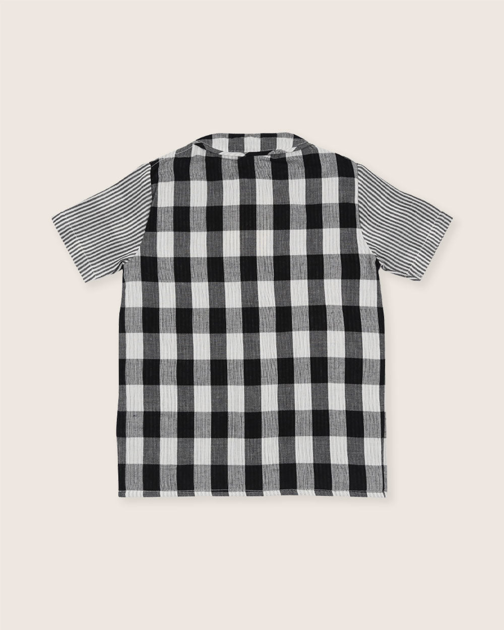 Check and stripe organic cotton woven kids shirt
